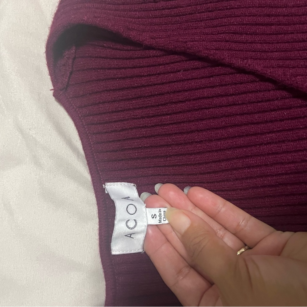 Burgundy Pearl Button-Down Women's Cardigan - Picture 2 of 4